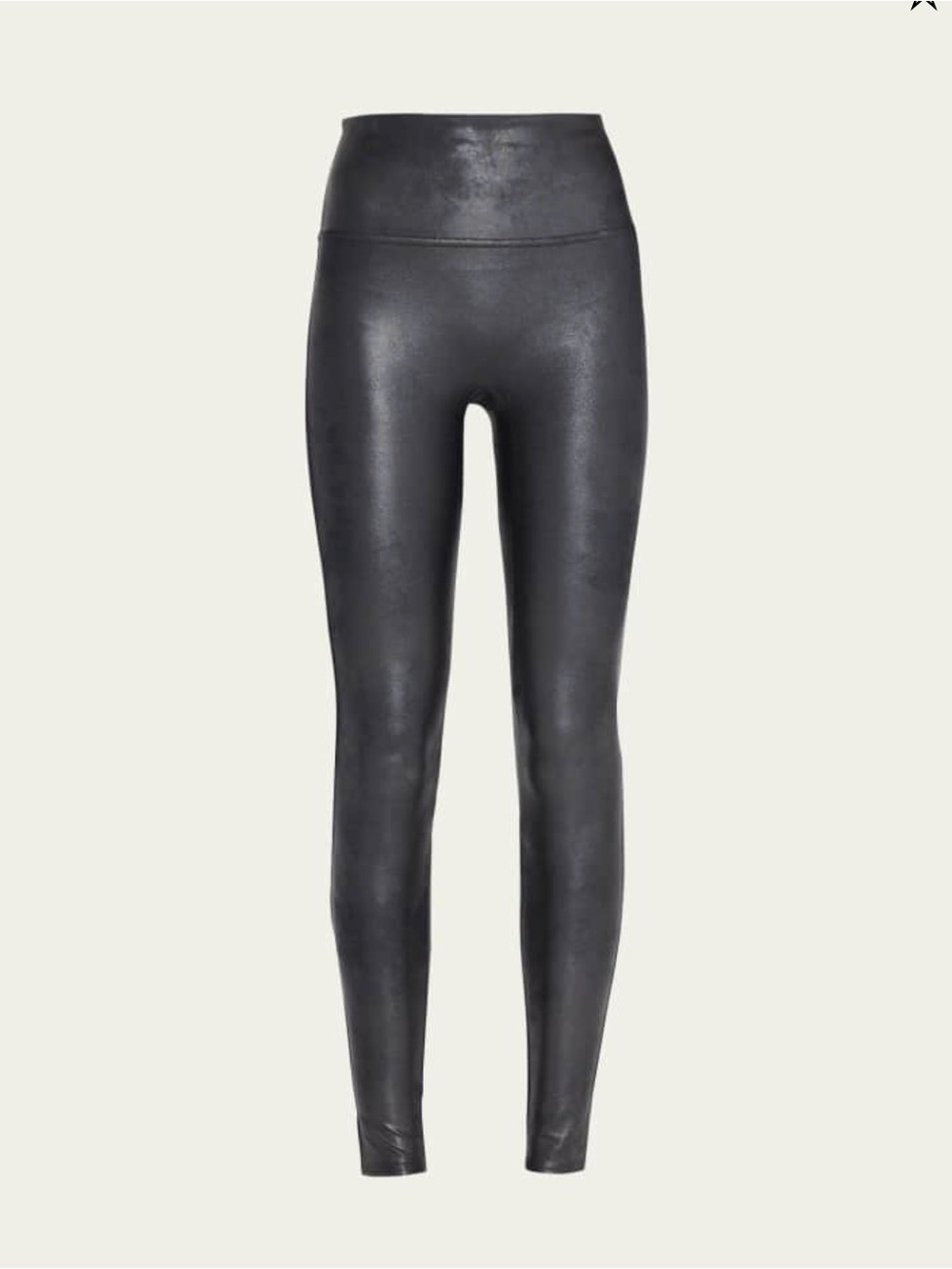 EUC SPANX Faux Leather High-Waist Leggings - Black
